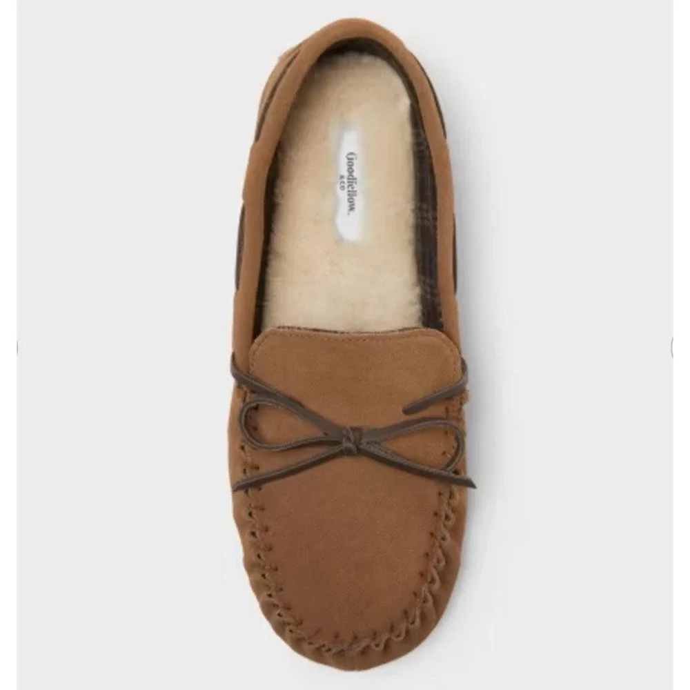 Mens Moccasin Slippers Chestnut Suede Leather Goodfellow & Co Topher 11 M